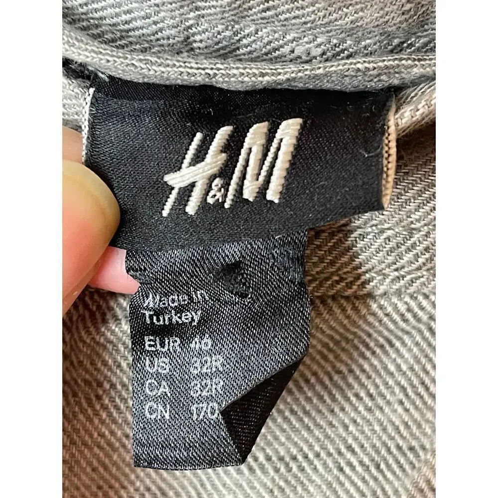 H&M Grey Straight 100% Linen Straight Leg Pants Women's Size 32R